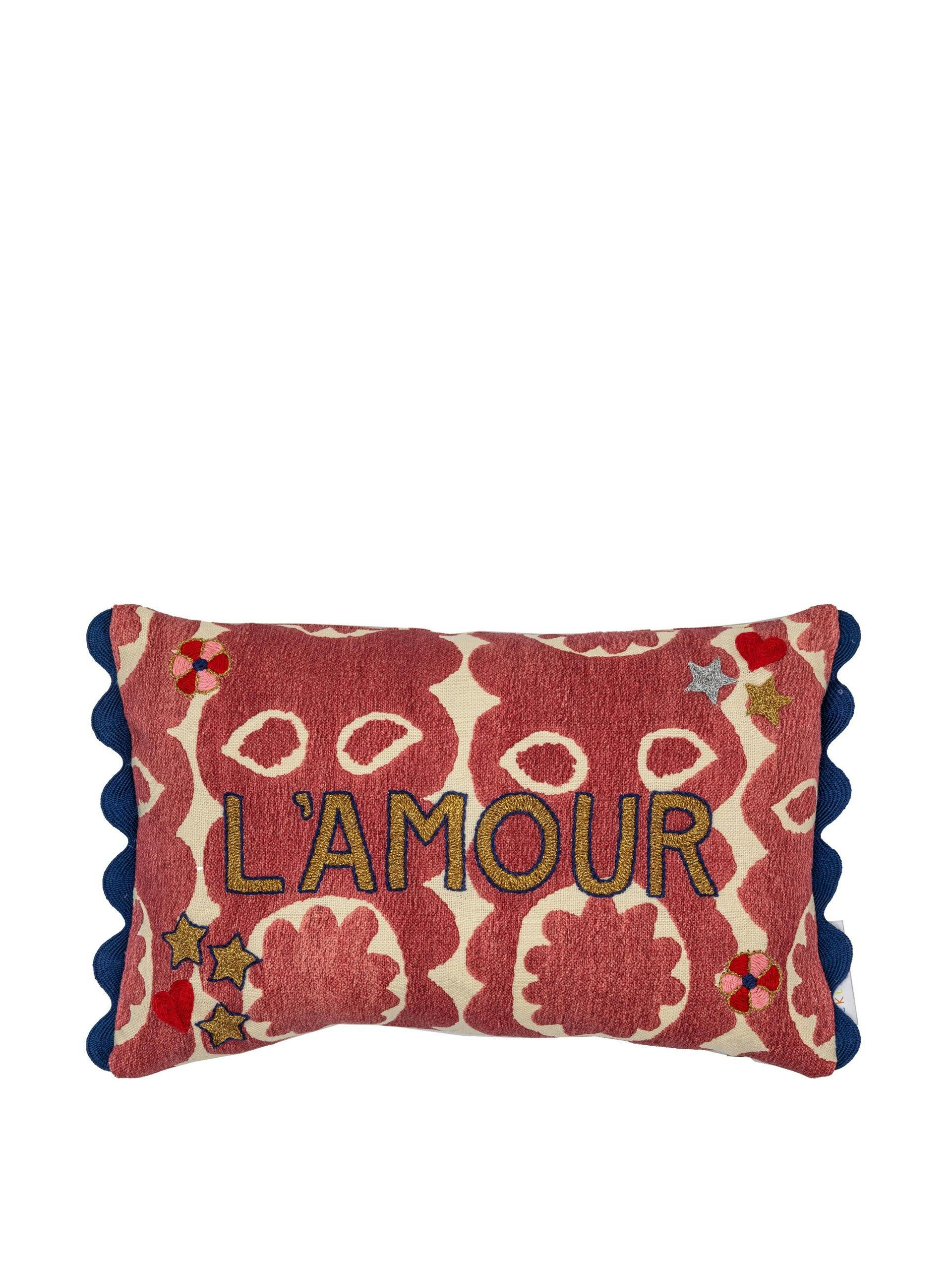 Red star l'amour oblong cushion