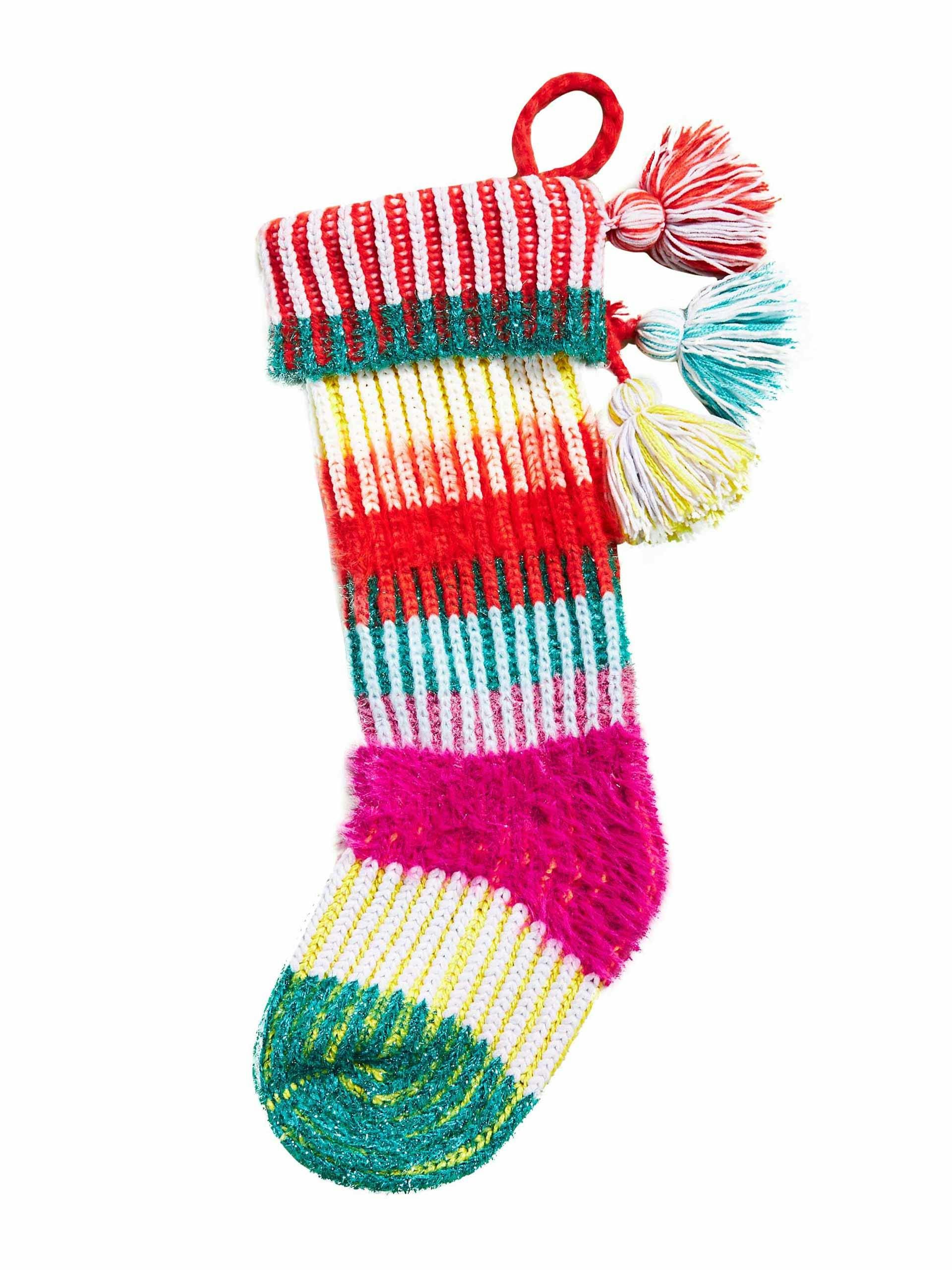 Multi-coloured knit stocking