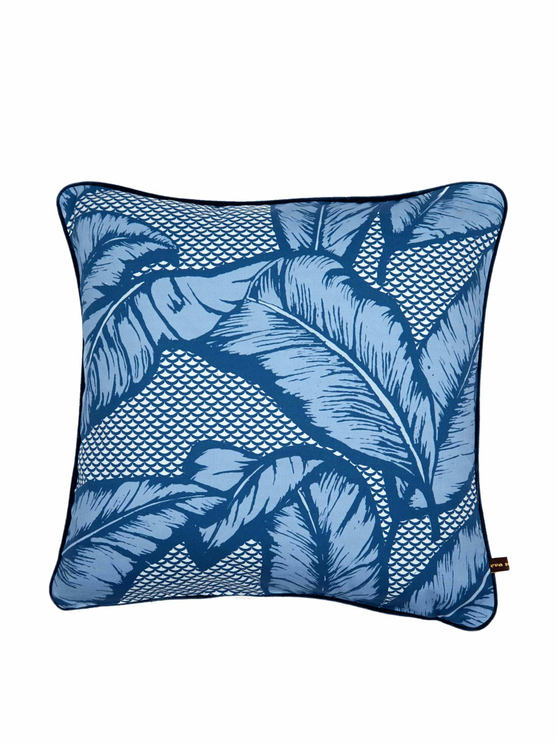Vibrant banana leaf design cushion