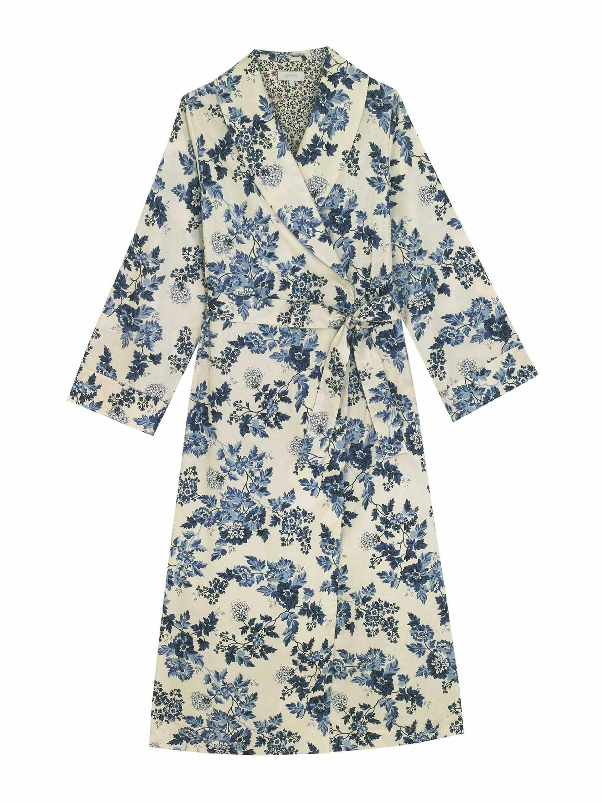 Floral print cotton dressing gown