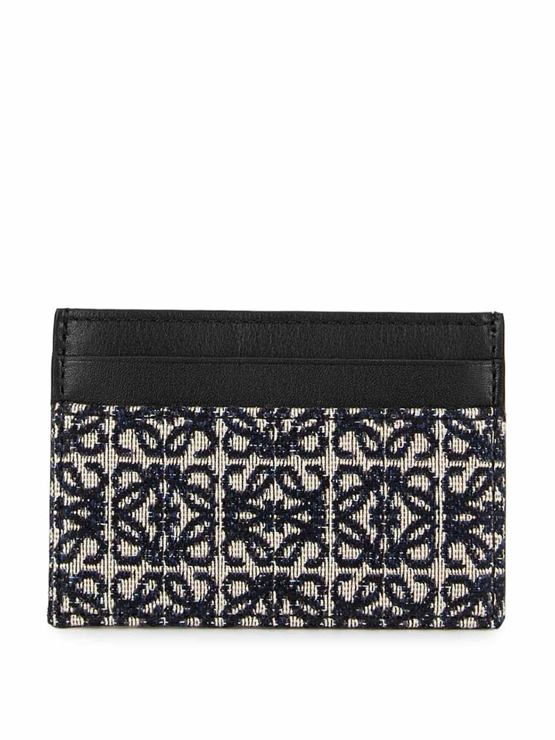 Anagram jacquard and leather card holder