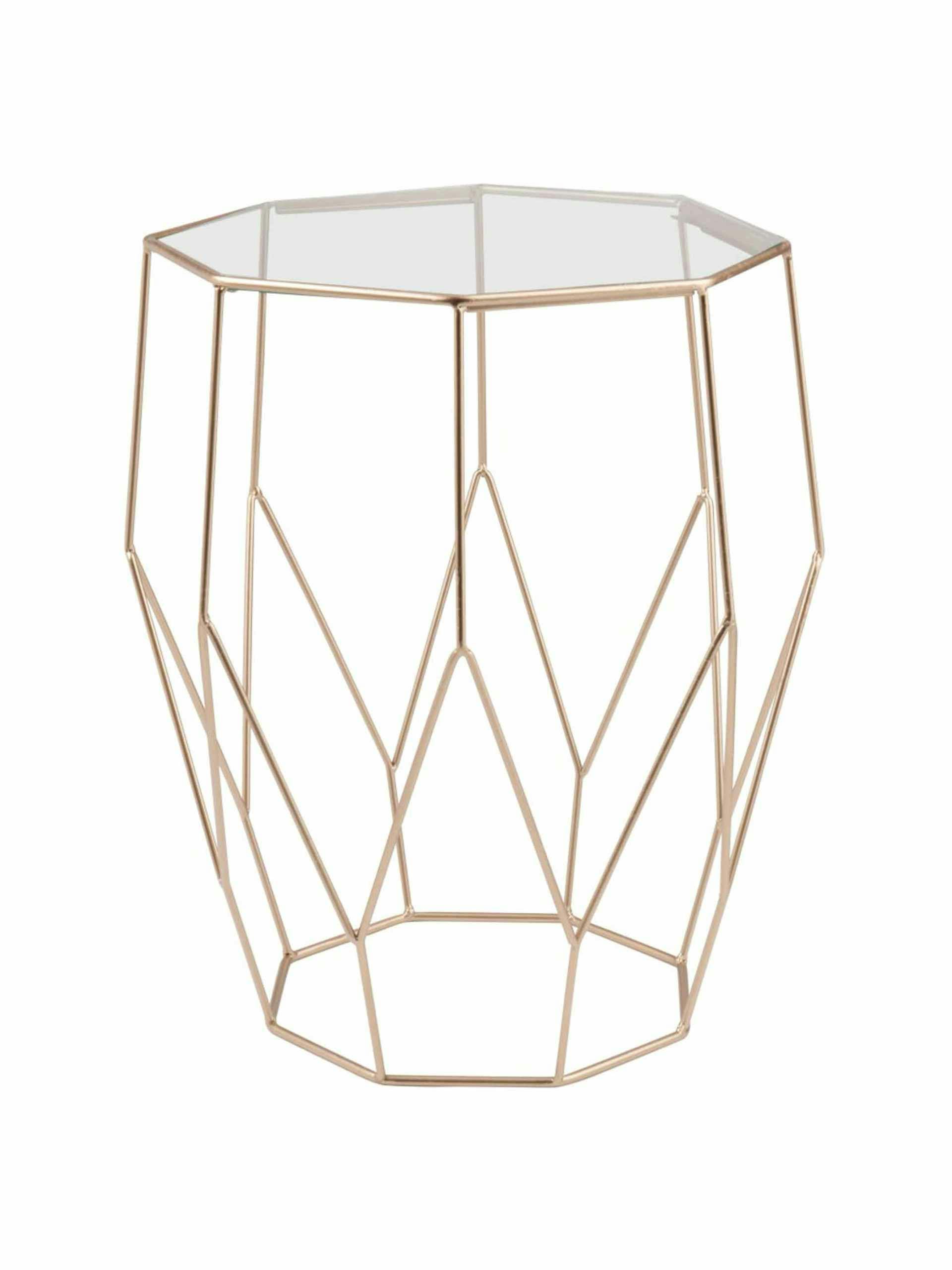 Metal wire glass top side table