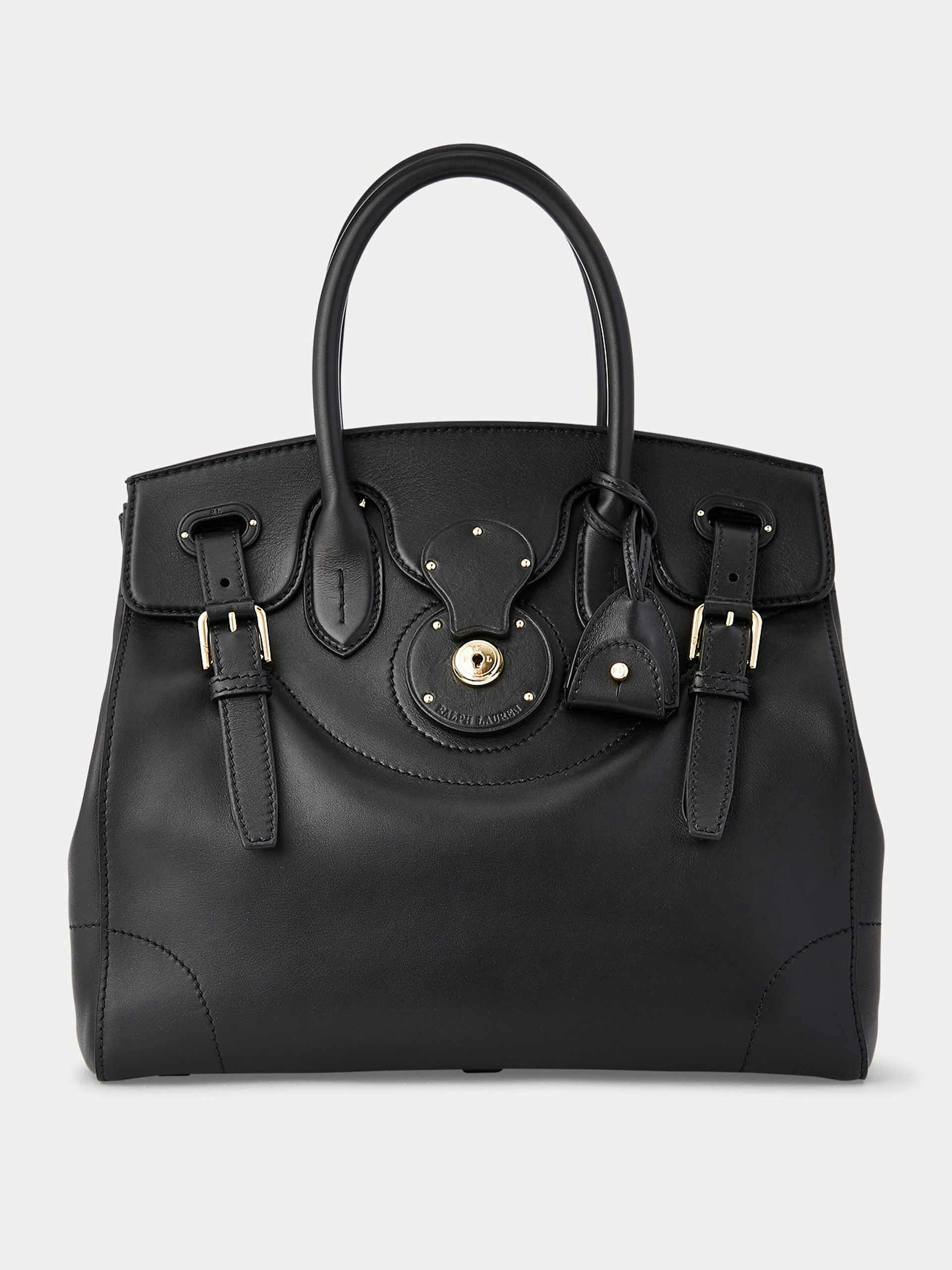 Black calfskin leather handbag