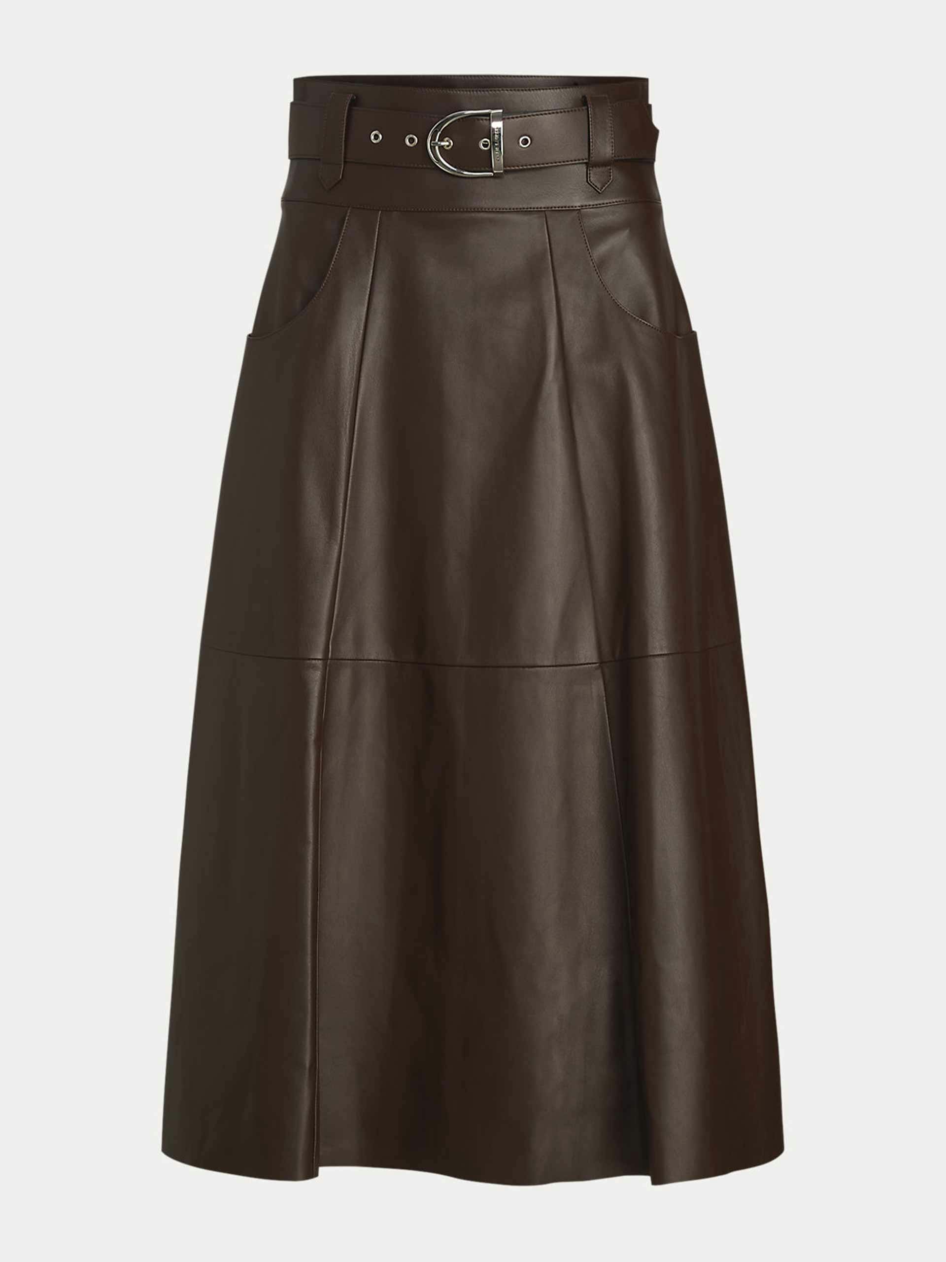 Lambskin A-line skirt